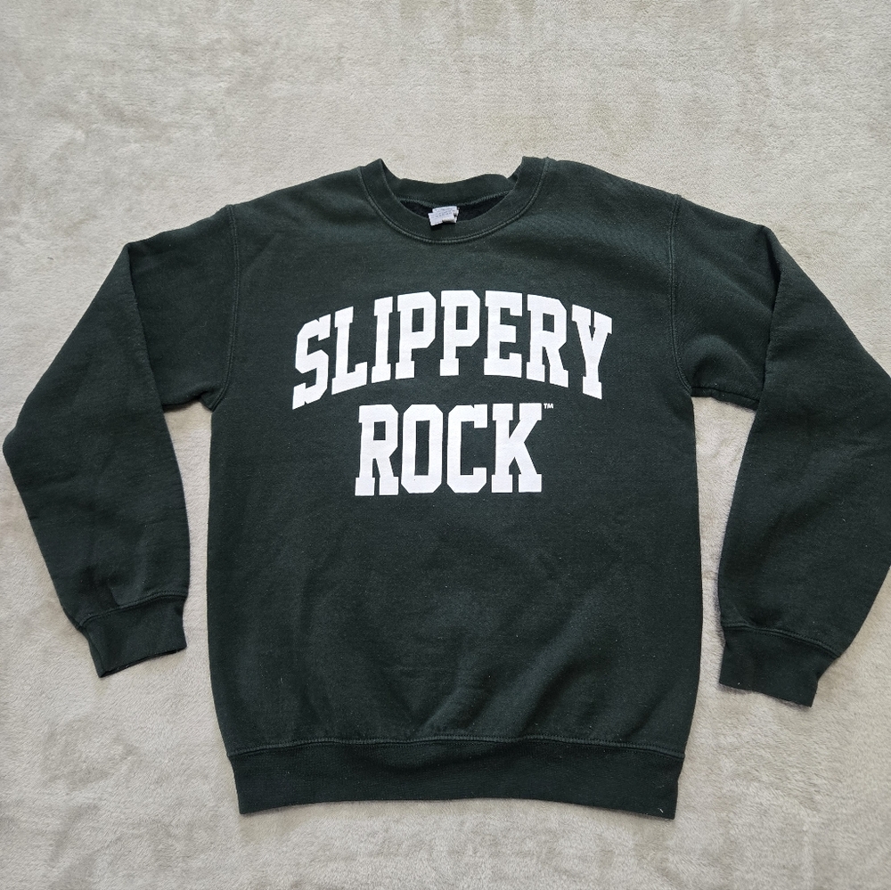 Slippery Rock University Sweatshirt Men's Size Small Dark Green And White